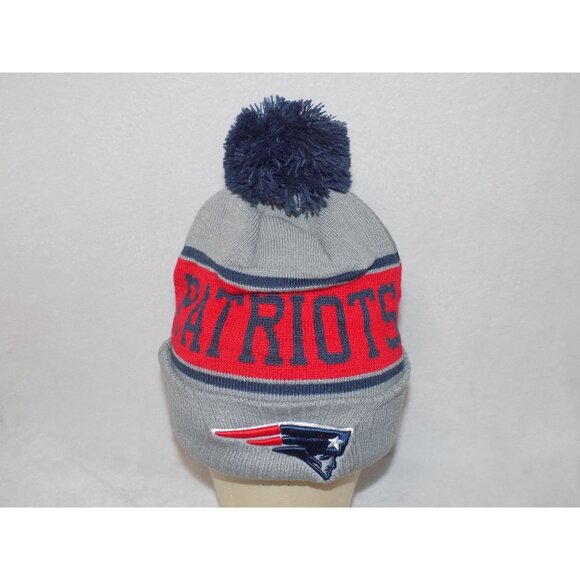 New England Patriots Beanie Pom Pom New Era Football NFL (Red-Grey) - Picture 1 of 4